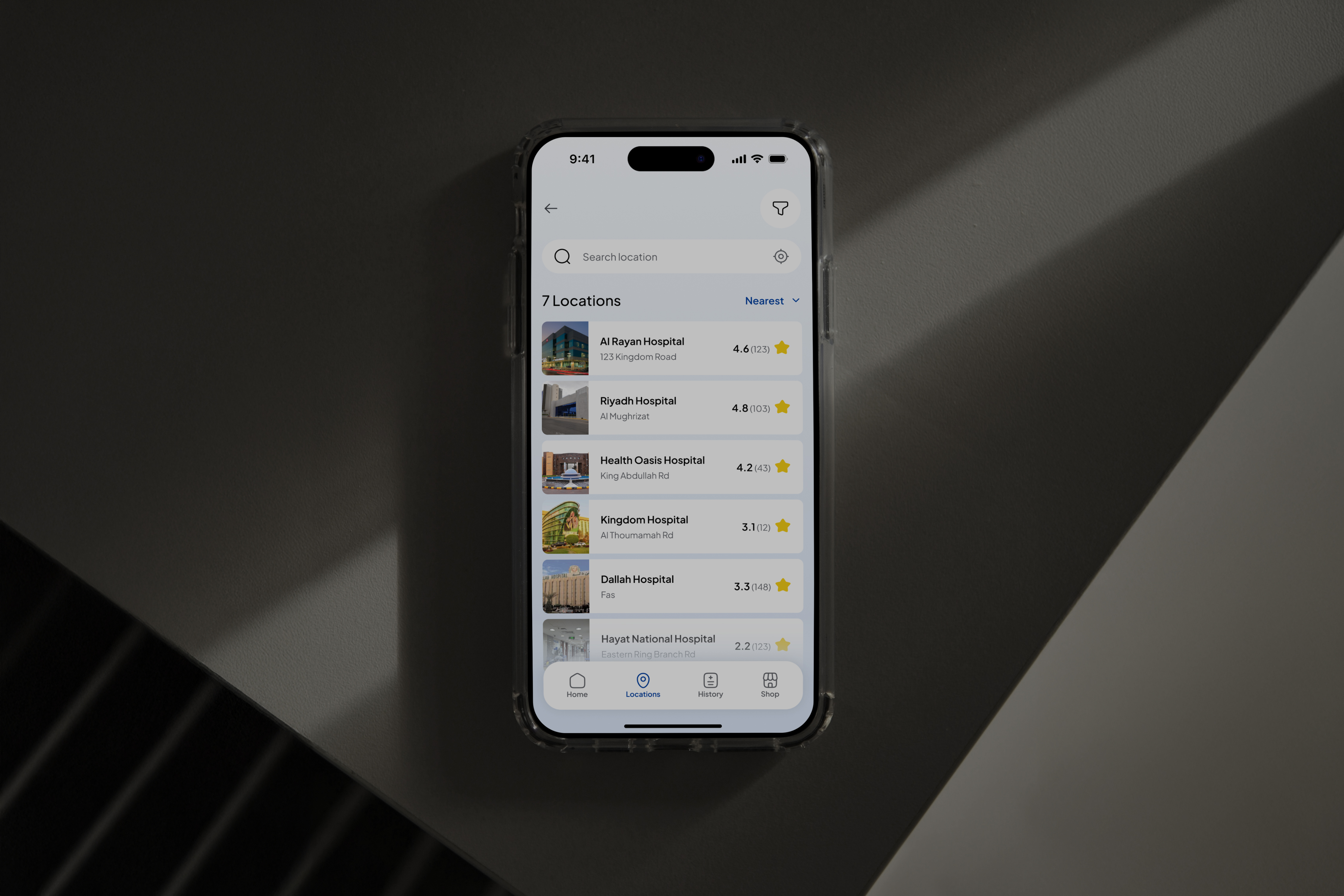 Location screen
